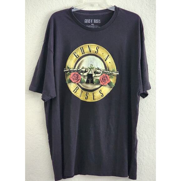 T-SHIRT-GUNS N' ROSES-Rock Band-Black-Gold Logo-Cotton-Unisex-Size XXL - Picture 1 of 9
